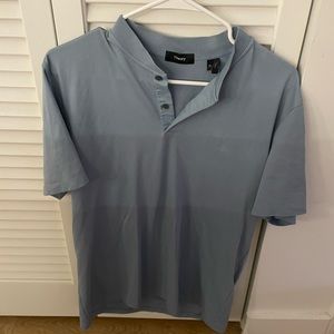 Theory mens tipped pique polo shirt precise medium light blue